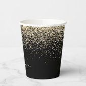 Gold Black Glitter Sparkle Monogram Paper Cups Papieren Bekers (Links)