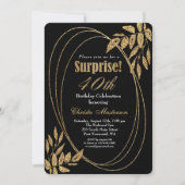Gold Black Glitter Surprise 40ste verjaardagsfeest Kaart