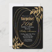 Gold Black Glitter Surprise 70ste verjaardagsfeest Kaart (Voorkant)