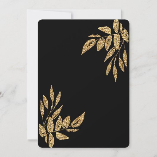 Gold Black Glitter Surprise 80th Birthday Party Kaart (Achterkant)