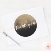 Gold Black Glitter Trendy Hartelijk dank Ronde Sticker (Envelop)