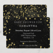 Gold Black Glittery Confetti Stip baby shower Kaart (Voorkant / Achterkant)