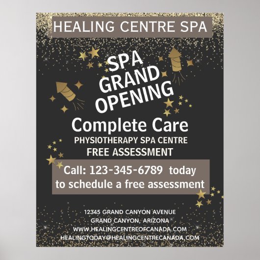 Gold Black Glittery Physio Center Grote opening Poster (Voorkant)