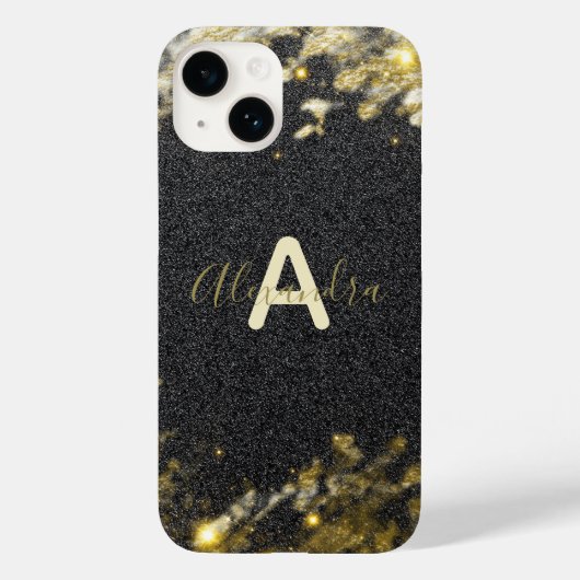 Gold Black Glittery Sparkly Stijlvol Modern Glam Case-Mate iPhone Case (Achterkant)