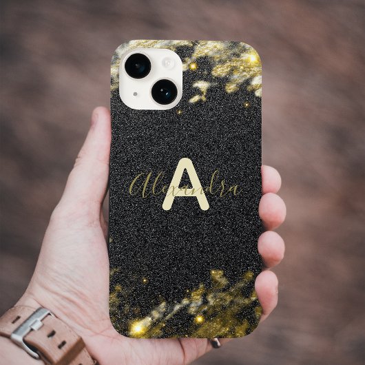 Gold Black Glittery Sparkly Stijlvol Modern Glam Case-Mate iPhone Case