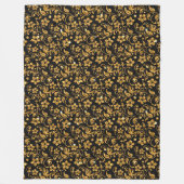 Gold Black Glossy Floral Fleece Deken (Voorkant)