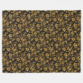 Gold Black Glossy Floral Fleece Deken (Voorkant (Horizontaal))