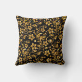 Gold Black Glossy Floral Kussen (Achterkant)