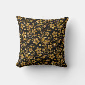 Gold Black Glossy Floral Kussen (Voorkant)