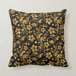 Gold Black Glossy Floral Kussen