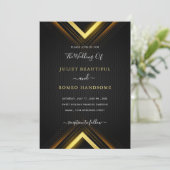 Gold Black Golden Modern Wedding Invitation