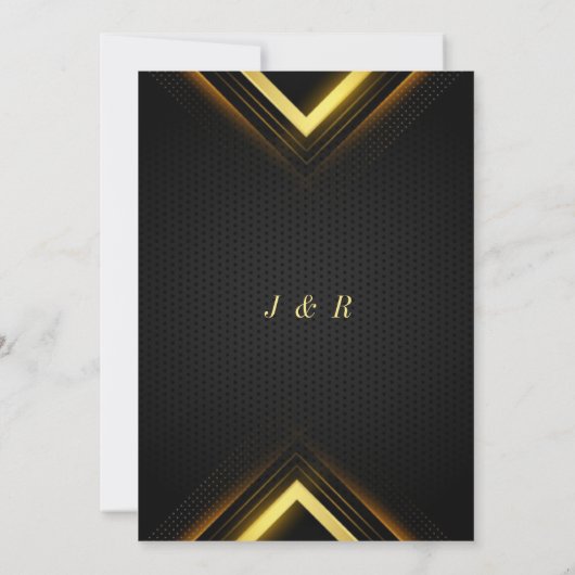 Gold Black Golden Modern Wedding Invitation (Achterkant)