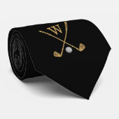 Gold Black Golf Monogram Initiaal Stropdas (Opgerold)