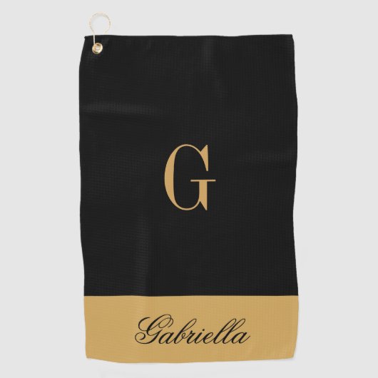 Gold Black Golfhanddoek (Voorkant)