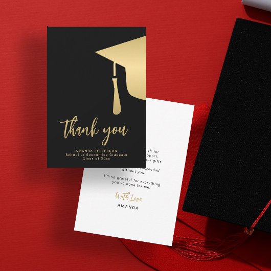Gold black graduatie cap eenvoudig script bedankt