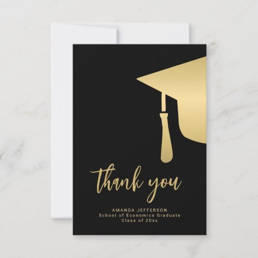 Gold black graduatie cap eenvoudig script bedankt (Voorkant)