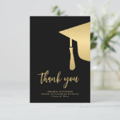 Gold black graduatie cap eenvoudig script bedankt (Staand voorkant)