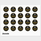 Gold Black Graduation Party Gepersonaliseerd Afstu Ronde Sticker (Vel)