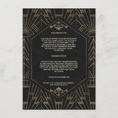 Gold Black Great Gatsby 20s Trouwaccommodatie Informatiekaartje (Voorkant)