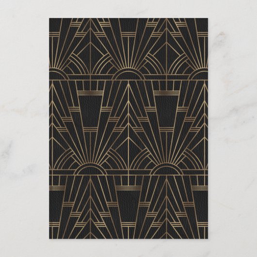 Gold Black Great Gatsby 20s Trouwaccommodatie Informatiekaartje (Achterkant)