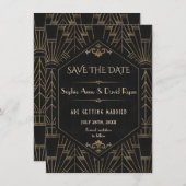 Gold Black Great Gatsby 20s Wedding Save the Date Kaart (Voorkant / Achterkant)