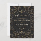 Gold Black Great Gatsby 20s Wedding Save the Date Kaart (Voorkant)