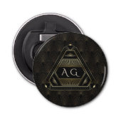 Gold Black Great Gatsby Art Deco 20s Monogram Button Flesopener (Voorkant)