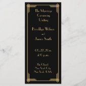 Gold Black Great Gatsby Art Deco Wedding Programma Programmakaart (Voorkant)
