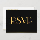 Gold Black Great Gatsby Wedding RSVP-Briefkaarten Uitnodiging Briefkaart (Voorkant / Achterkant)