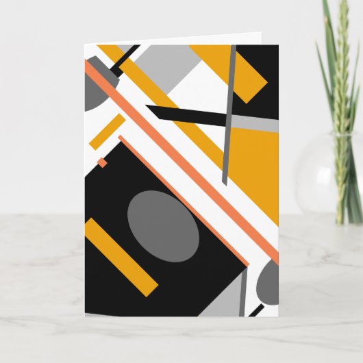 Gold Black Grey Diagonal Geometric op White Kaart (Voorkant)