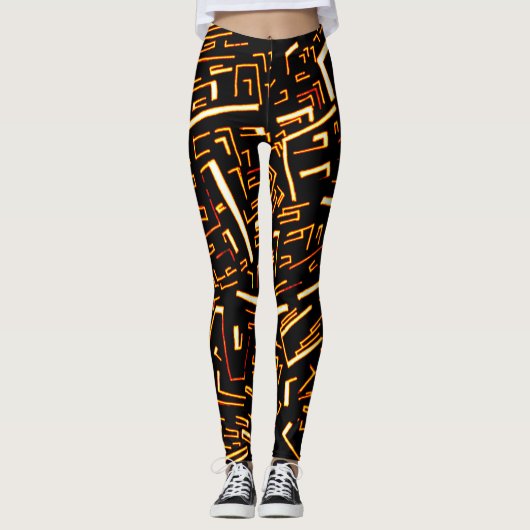 Gold Black Groovy Leggings (Voorkant)