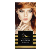 Gold & Black Hair Salon Price List Rack Card Reclamekaart (Voorkant)