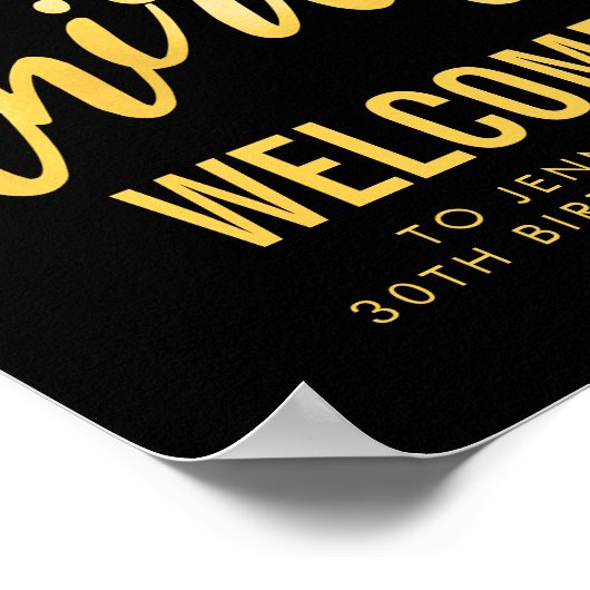 Gold Black "Hallo Derty Birthday Welcome Sign" Poster (Hoek)