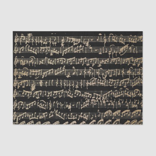 Gold Black Handwrited Sheet Music Tissuepapier (Voorkant)