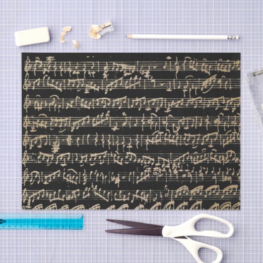 Gold Black Handwrited Sheet Music Tissuepapier (Craft)