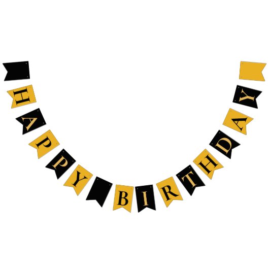 Gold Black Happy Birthday Bunting Flags Vlaggetjes (Alle)