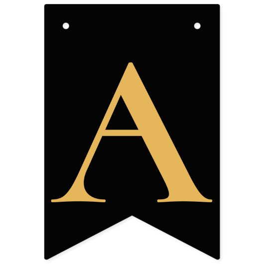 Gold Black Happy Birthday Bunting Flags Vlaggetjes (Derde vlag)