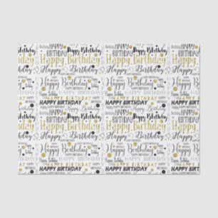 Gold Black Happy Birthday Confetti Tissuepapier
