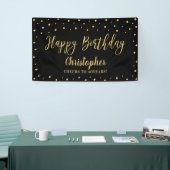 Gold & Black Happy Birthday Party-banner Spandoek (Beurs)
