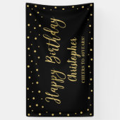Gold & Black Happy Birthday Party-banner Spandoek (Verticaal)