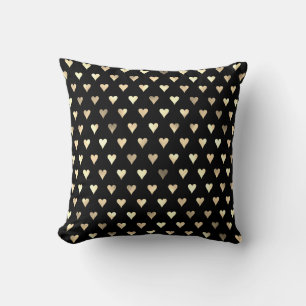 Gold Black Heart Metallic Confetti Elegant Kussen