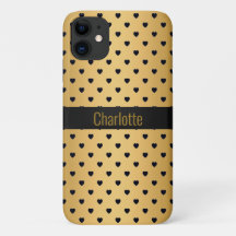 GOLD BLACK HEART PATROON IPHONE AANpasbaar