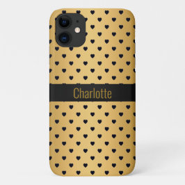 GOLD BLACK HEART PATROON IPHONE AANpasbaar Case-Mate iPhone Case