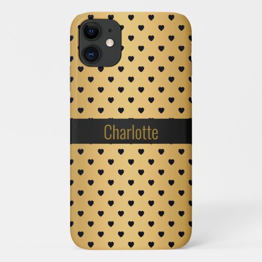 GOLD BLACK HEART PATROON IPHONE AANpasbaar Case-Mate iPhone Case (Achterkant)