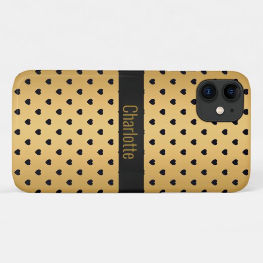 GOLD BLACK HEART PATROON IPHONE AANpasbaar Case-Mate iPhone Case (Achterkant (horizontaal))