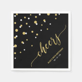 Gold Black Hexagon Confetti Cheers Custom Party Na Servet (Voorkant)