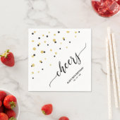 Gold Black Hexagon Confetti Cheers Custom Party Servet (Insitu)