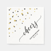 Gold Black Hexagon Confetti Cheers Custom Party Servet (Voorkant)