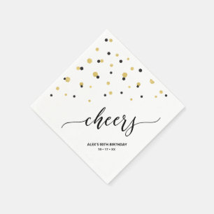 Gold Black Hexagon Confetti Cheers Custom Party Servet