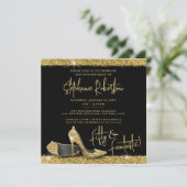 Gold Black High Heels Modern Birthday Party Square Kaart (Staand voorkant)